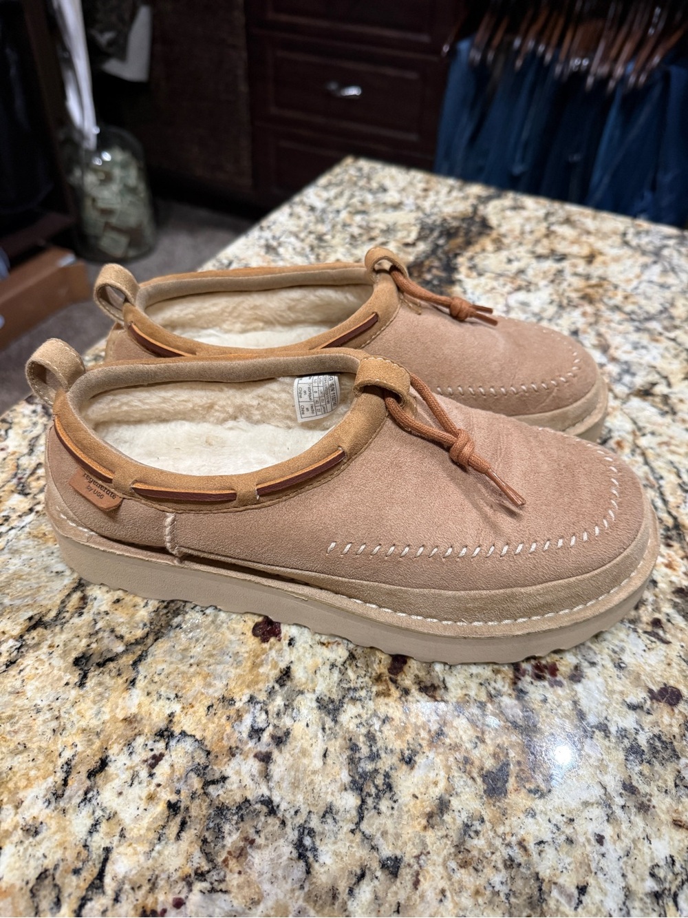 UGG Men's Women’s Suede Moccasin Slip-On in Chestnut Tan
